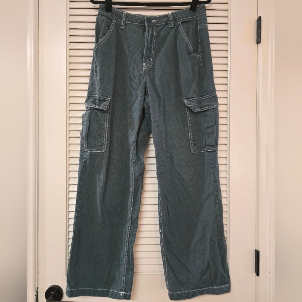 Divided H&M - Casual 100% Cotton Cargo Wide-Leg Pants
